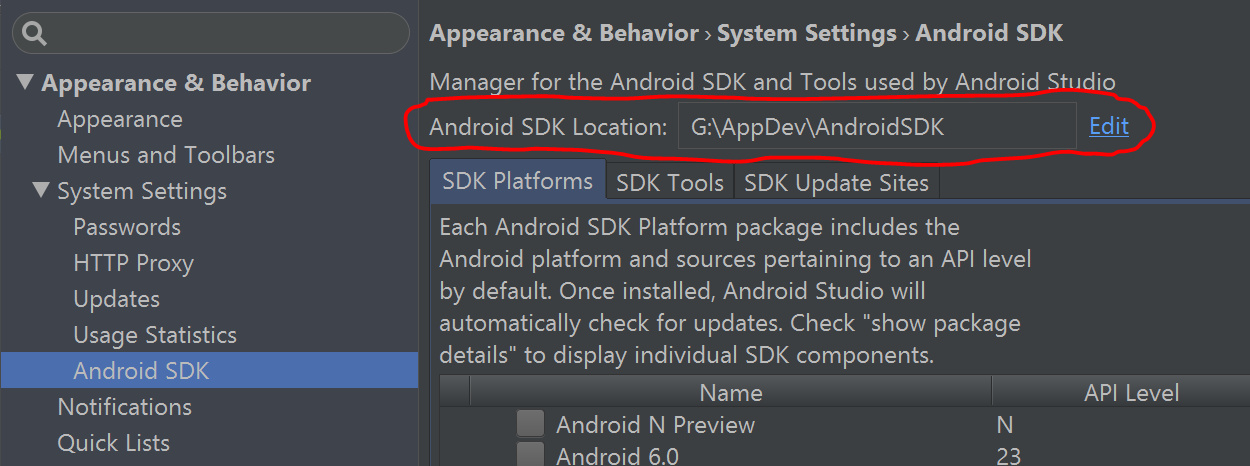 Android sdk path unity mac